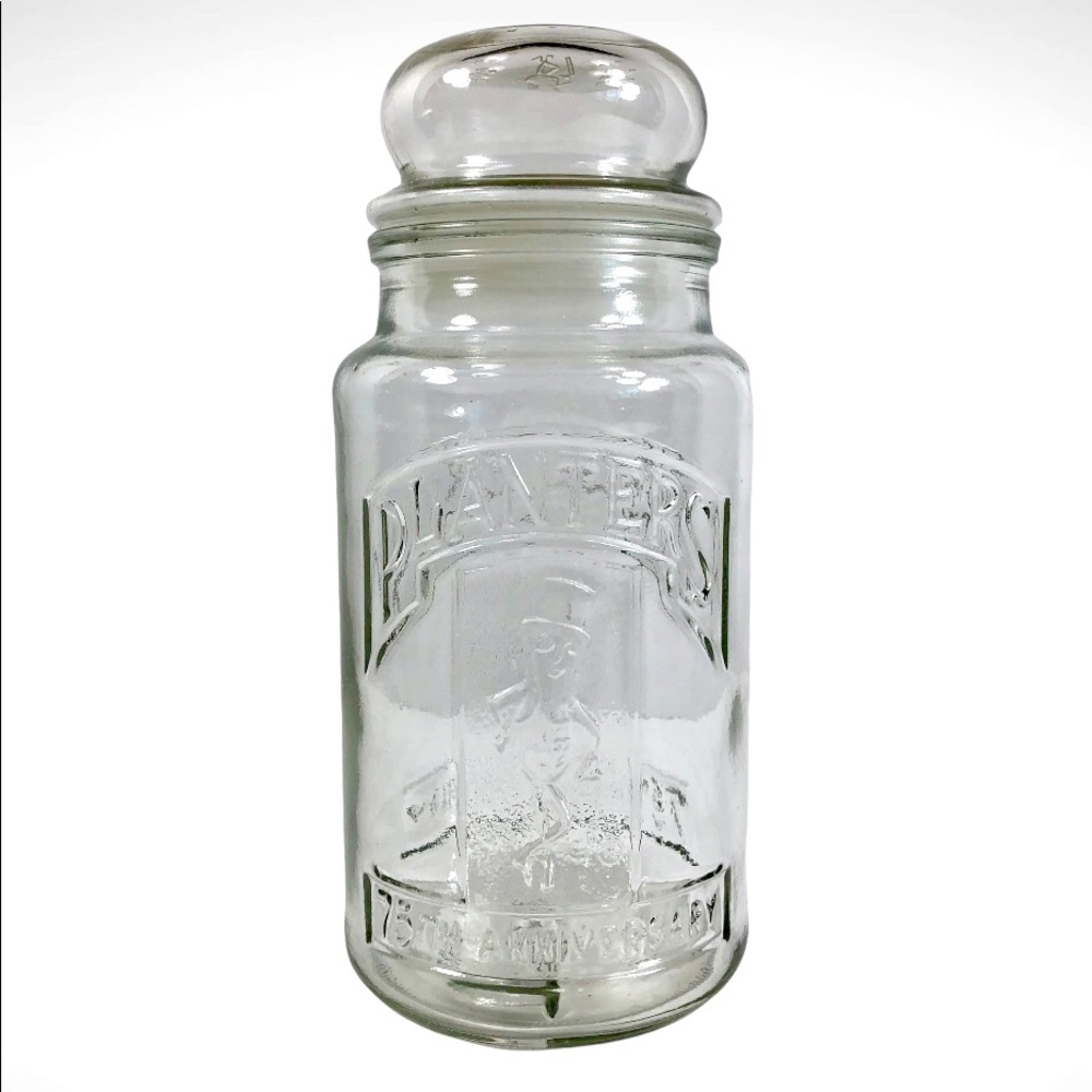 75th Anniversary Planters Mr. Peanut Glass Jar ‘81